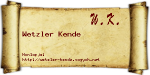 Wetzler Kende névjegykártya